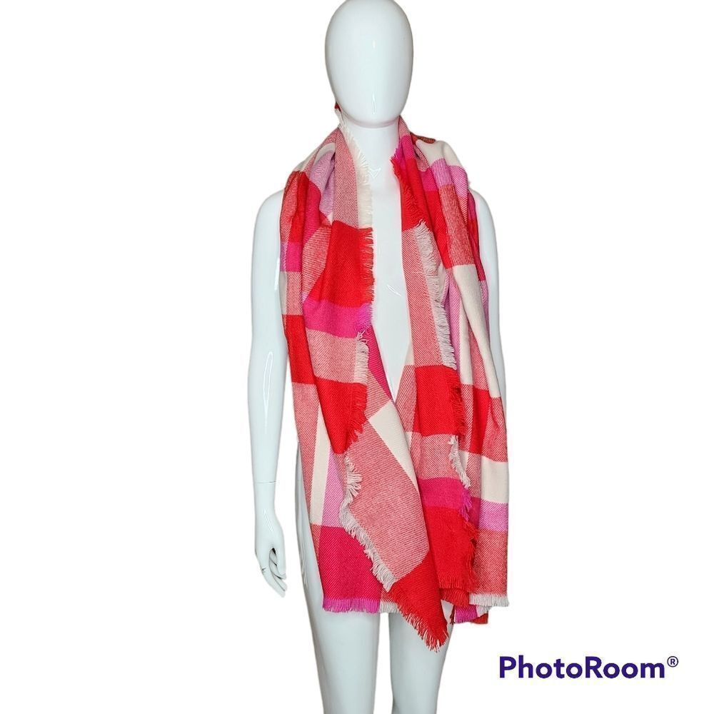 Maurices Vibrant Red and Pink Checkered Wrap